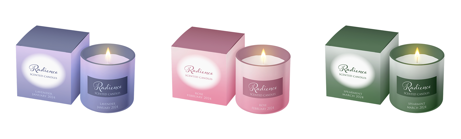 January, February, and March Candle Mockup