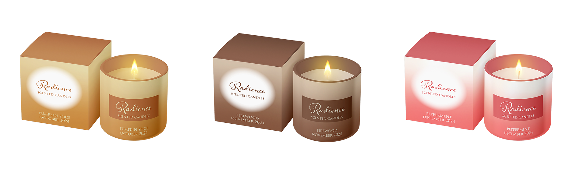 October, November, and December Candle Mockup